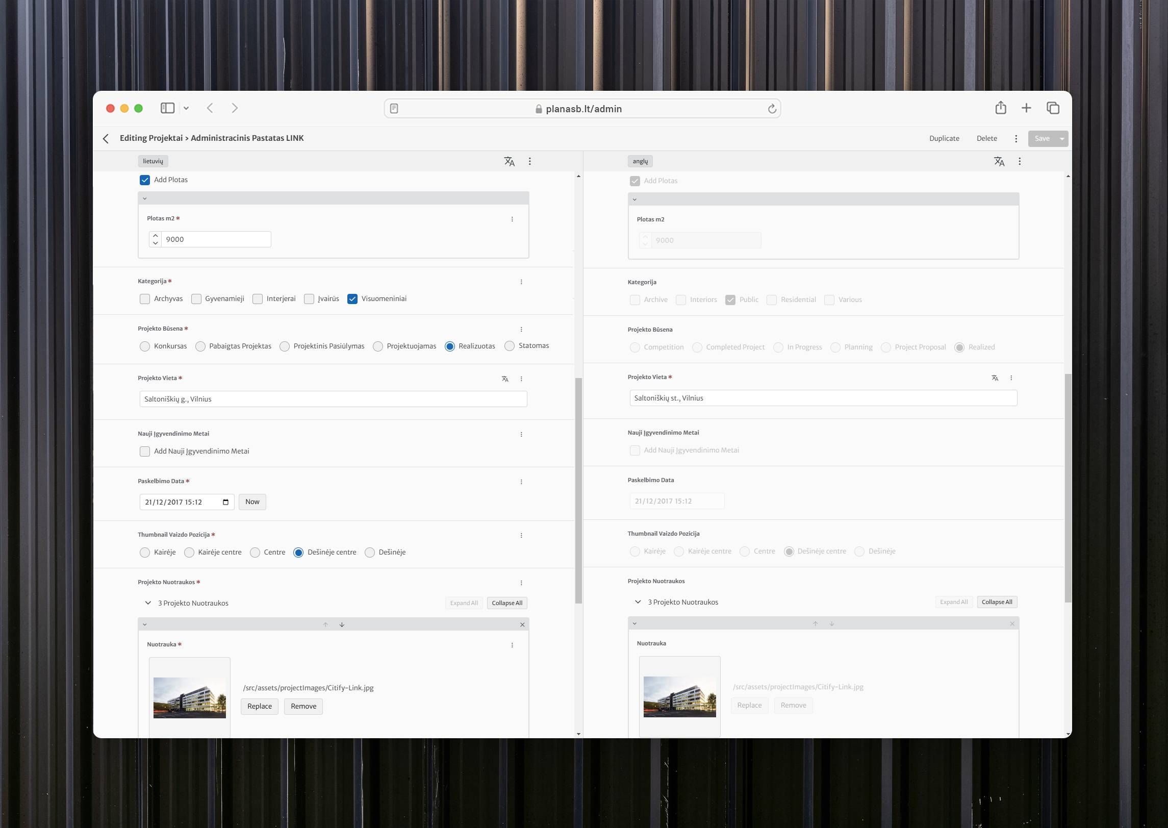 Project Management Interface
